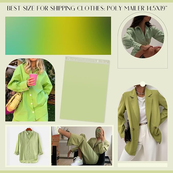 Metronic Poly Mailers 10X13 100PC, Sturdy Shipping Bags for Small Business, Waterproof Mailers Poly Bags, Strong Adhesive Shipping Envelopes for Clothing, Efficient Mailing Envelopes in Avocado Green