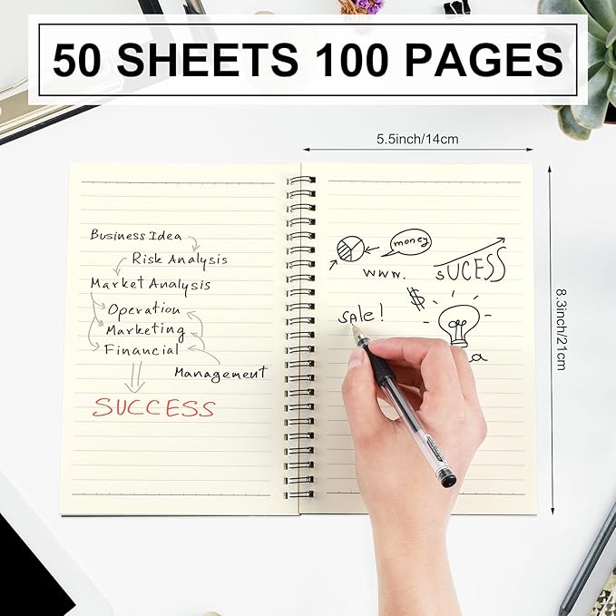 Yahenda 36 Pcs Spiral Notebook Bulk A5 Journal Lined 8.3'' x 5.5'' Writing Composition Paper Small Notepad Subject Notebook for Students Office Business Back to School Supplies (Black)