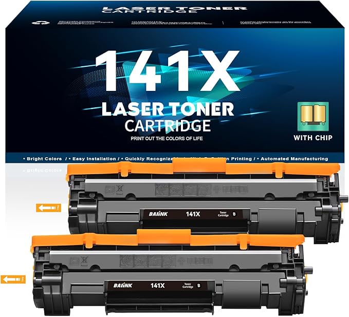 Compatible 141X Toner Cartridge 2 Black (with chip) Replacement for HP 141A W1410A 141X W1410X Black Toner Compatible with Pro M110w MFP M140w M139 (2 Black)