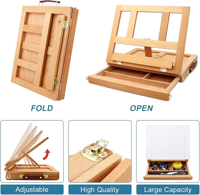 ESRICH Acrylic Paint Set, 74 PCS Professional Paint Supplies with Paint Brushes, Acrylic Paints, Easel, Canvases, Painting Pads, Palette, Paint Knives, Brush Cup and Art Sponge for Hobbyists Beginners