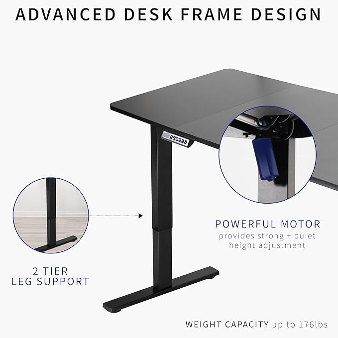 VIVO Electric 71 x 30 in Standing Desk, Memory Height Adjustment, 1B Series, Dark Gray Top Gray Frame, DESK-KIT-1G7G