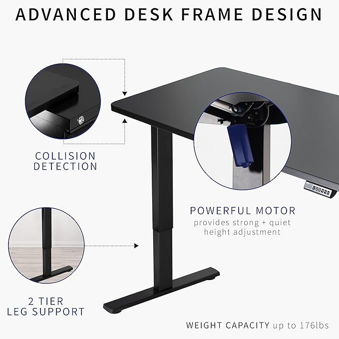VIVO Electric 60 x 24 in Standing Desk, Memory Height Adjustment, 1B Series, One-Piece White Top, White Frame, DESK-KIT-1W6W