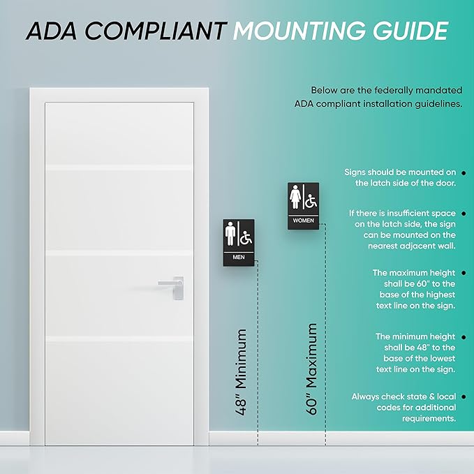 ASSURED SIGNS Unisex Bathroom Signs, Restroom Sign For Business - For Unisex Men and Women - 10 Pack - 9" by 6" - ADA Compliant with Braille and Handicap Symbol - Strong Double-Sided Adhesives Included - Apply to Door or Wall