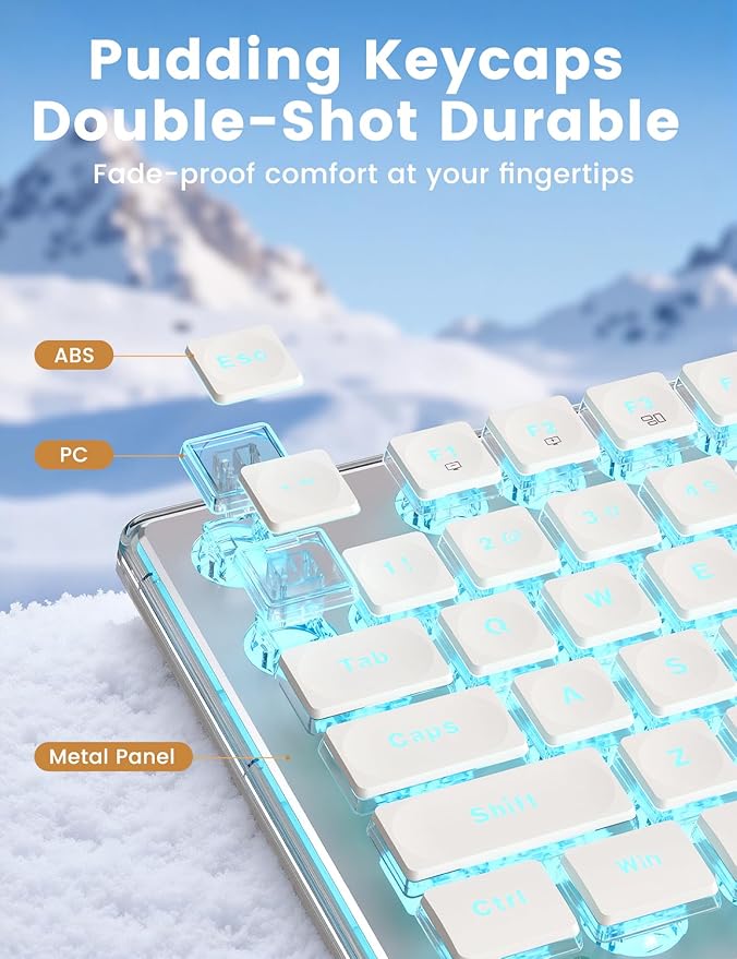 Wireless Keyboard and Mouse Combo - 9 Backlit Effects, Wrist Rest, Double-Shot Keycaps, Metal Panel, Long-Lasting Rechargeable, 2.4G Keyboard Mouse Set for Windows Mac PC Laptop – Sablute (White)