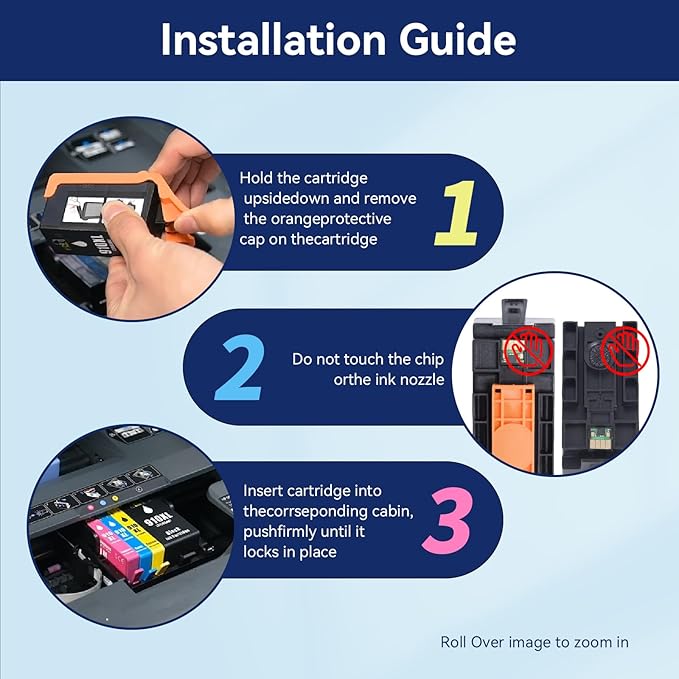 910XL Ink Cartridges Combo Pack Replacement for HP 4 Pack Black and Color 910XL Ink Cartridges HP910 HP910XL for Officejet Pro 8025e 8015e 8028e 8035e 8025 8035 8020 Printer (BK/C/M/Y)