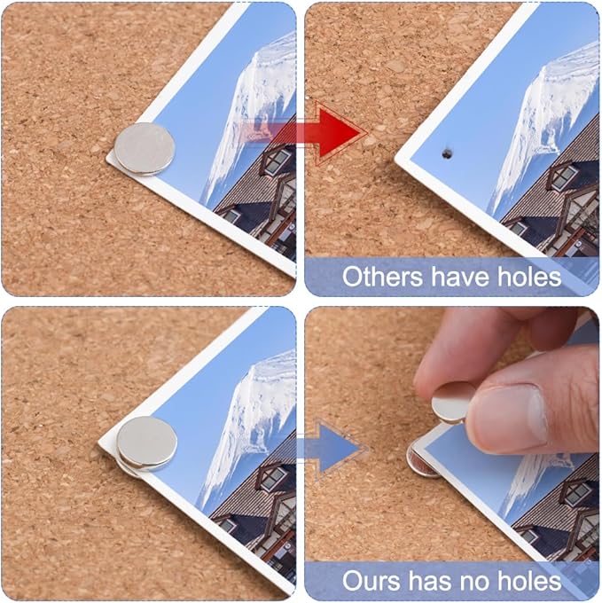 rhinocats Magnetic Push Pins, 100 Sets Magnet Thumbtack for Wall Bulletin Board Strong Decorative Pushpins Clip for Map Picture Hanging Kit Poster Holder