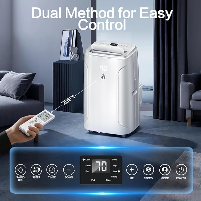 12,000 BTU Portable Air Conditioners Cools up to 550 Sq.Ft 4-in-1 Poratble Ac Units for Room with Cooling Dehumidifier Fan Sleep Mode 24h Timer Remote Control and Window Installation Kit Included