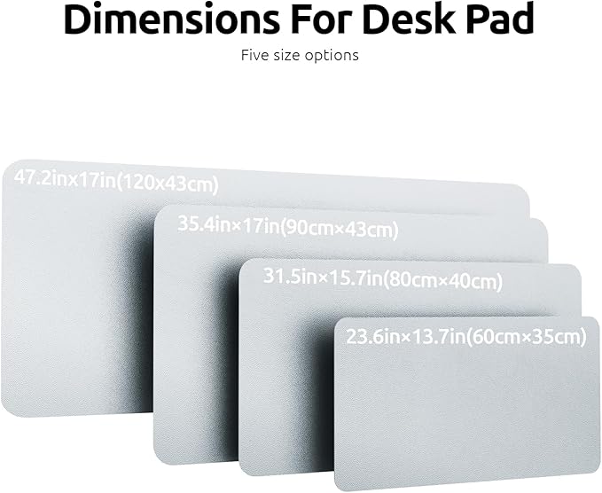 YSAGi Leather Desk Pad Protector, Office Desk Mat, Large Mouse Pad, Non-Slip PU Leather Desk Blotter, Laptop Desk Pad, Waterproof Desk Writing Pad for Office and Home (Silver, 23.6" x 13.8")