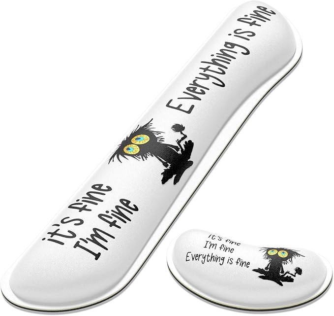 Dapesuom Enlarge Keyboard Wrist Rest, Memory Foam Wrist Cushion for Desk Mats Support, Typing Pain Relief Keyboard Mouse Pad Rests Set with Non-Slip Base for Gaming Laptop Office Computer, Cute Cat