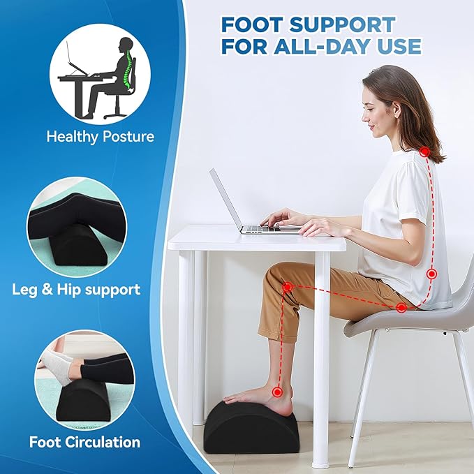 Adjustable Foot Rest for Under Desk at Work - 3-in-1 Ergonomic Foot Stool with Zipper Connection, Height Adjustable for Office, Home & Gaming (Black)