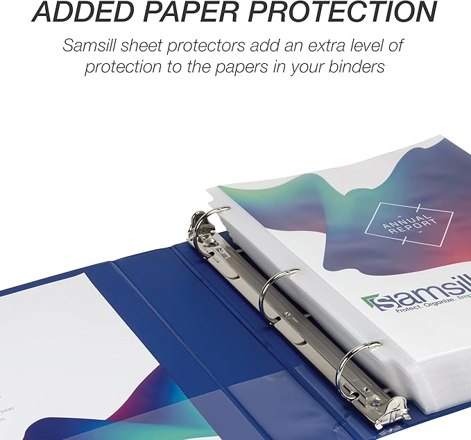 Samsill Durable 2 inch 3 Ring Binder, Made in USA, D Ring Binder, FSC 100% Recycled Chipboard, Blue, 4 Pack