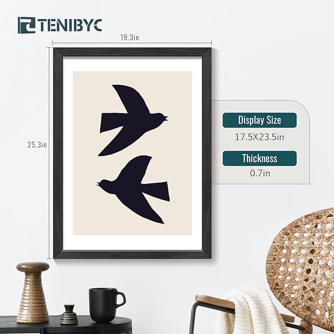 18x24 Poster Frame 4 Pack - Black Solid Wood Picture Photo Frame - Woodgrain Series - Room, Office, Gallery, Studio Display - Wall Hanging