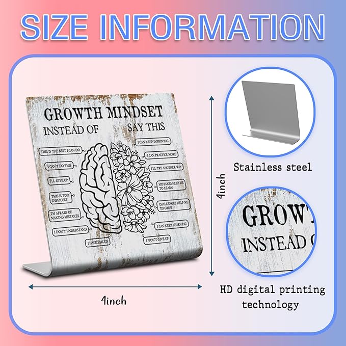 TRCENDE Growth Mindset Definition Plaque Desk Decor Office Shelf, Funny Work Colleague Gifts for Men Women, Mental Health Therapy Office Motivational Decor XUV112