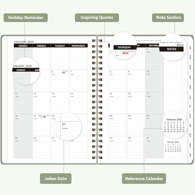 2026 Planner, Weekly and Monthly Calendar Academic Planner, Jan 2026 - Dec 2026, Planning Agenda Book for Desk Accessories and School Supplies - A5 (6.3'' x 8.5'')