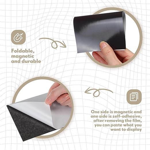 Macarrie 4 x 6 Adhesive Magnetic Sheets with Adhesive Backing Cuttable Magnetic Paper Stickers Flexible Peel and Stick for Picture Crafts Die Storage Photos(200 Pcs)