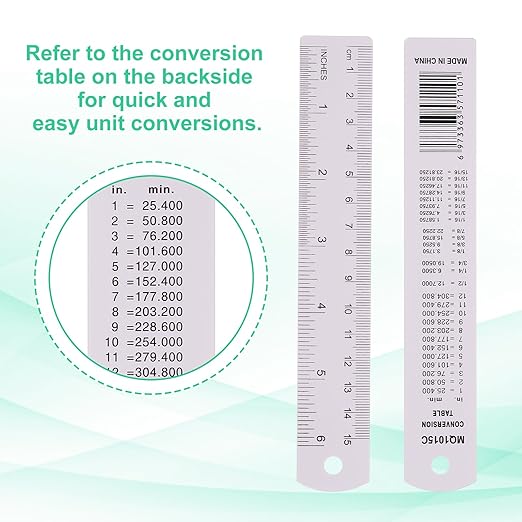 PATIKIL 15cm/6" Metal Ruler, 2 Pack Aluminum Alloy Rulers with Centimeters, Millimeters, Inches and Conversion Table Straight Edge Ruler for Writing Machinist Drafting, Purple