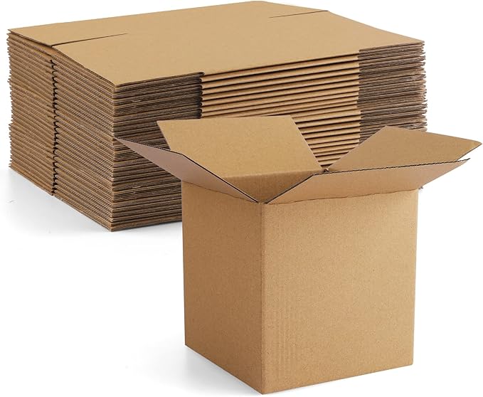 Eupako 5x5x5" Cardboard Box Mailers 25 Pack Brown Cube Corrugated Small Shipping Boxes for Mailing