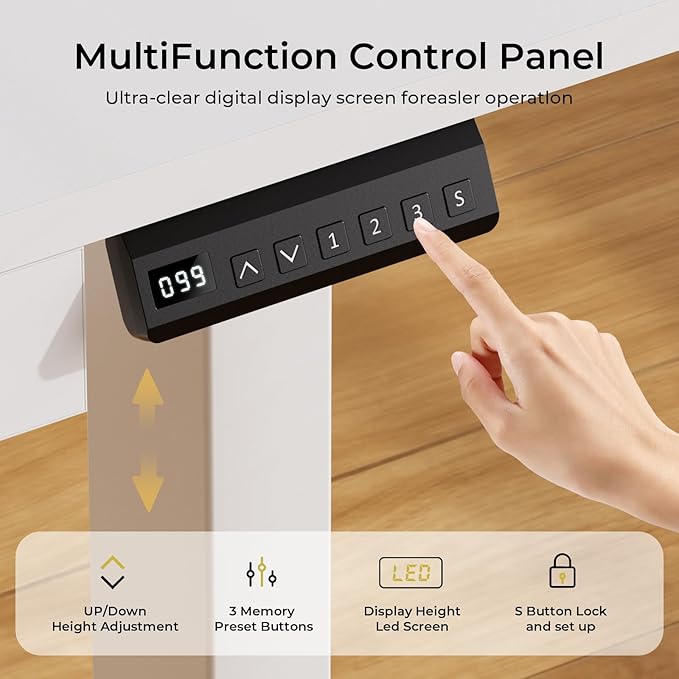COMHOMA Electric Standing Desk with Drawers, 48 x 24'' Sit Stand up Desk with Monitor Stand, Laptop Stand, Height Adjustable Ergonomic Home Office Computer Desk with Memory Preset Controller