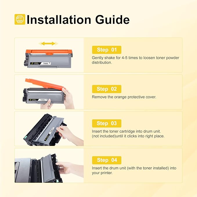 SHEENGO Compatible Toner Cartridge Replacement for Brother TN660 (Black 2 Pack)