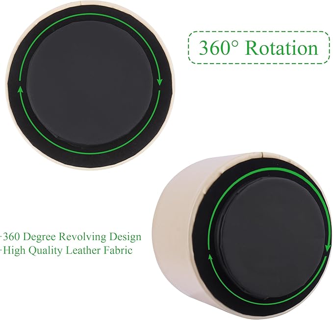 Hennaja Round Leather Art Supply Organizer,Remote Control Holder,360 Degree Spinning,Multi-Functional Pencil Holder,4 Compartments Desktop Stationary Organizer(1-Oil Apricot)