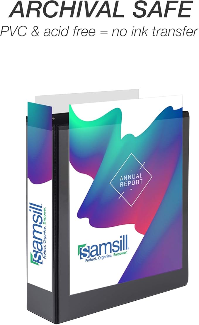 Samsill Durable 2 inch 3 Ring Binder, Made in USA, D Ring Binder, FSC 100% Recycled Chipboard, Black, 4 Pack