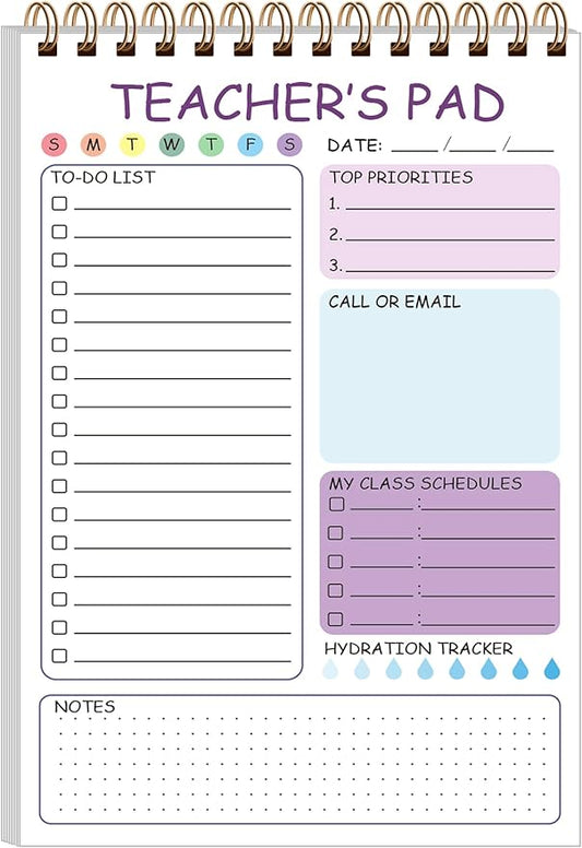Teacher Notepad - Teacher To Do List Notepad, Spiral Checklist Notebook Organizer for Teachers Notes Task Appointment, Teacher Appreciation Gifts, 5.8'' x 8.3'', Purple