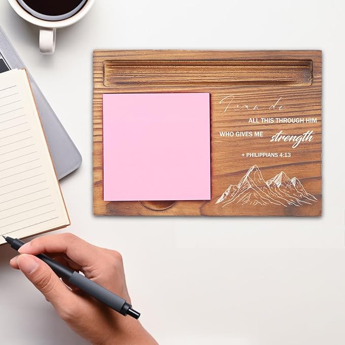 I Can Do All Things Sticky Note Holder, Christian Desk Organizer for Religious Social Worker Therapist Counselor Educators Gift for Office Self-Stick Note Pad Holders EDP108