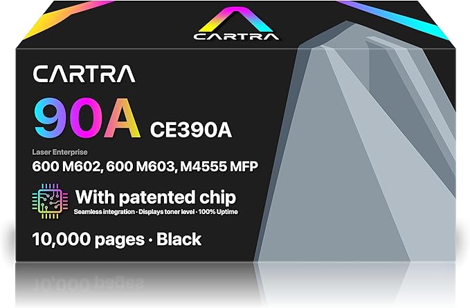 90A Compatible Toner Cartridge Replacement for HP 90A Black Toner Cartridge CE390A 90X CE390X Works with Enterprise 600 M601 M602 M603 M4555 MFP M602x M602n M603dn HP Printer Ink (Black, 2-Pack)