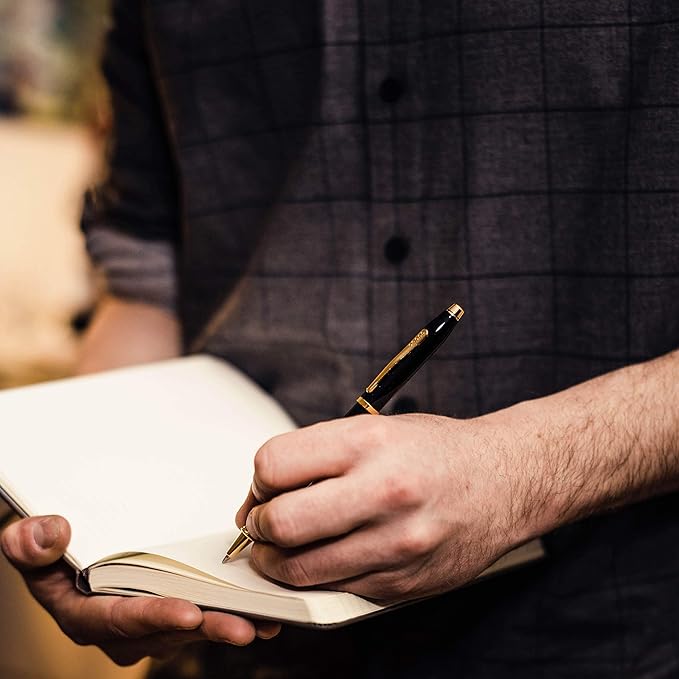 Cross Century II Refillable Ballpoint Pen Presented in a Luxury Gift Box - Medium Point, Black Ink, Black & Gold