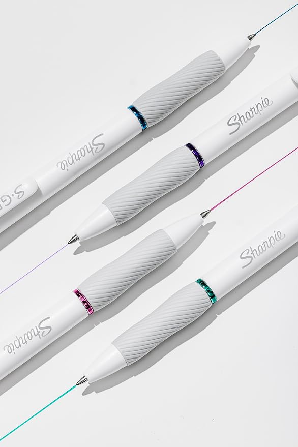 Sharpie S-Gel Pens, Fashion Barrel Gel Pens, Pearl White Body, Medium (0.7mm) Point, Bold Ink Colors, 8 Count (Pack of 6)