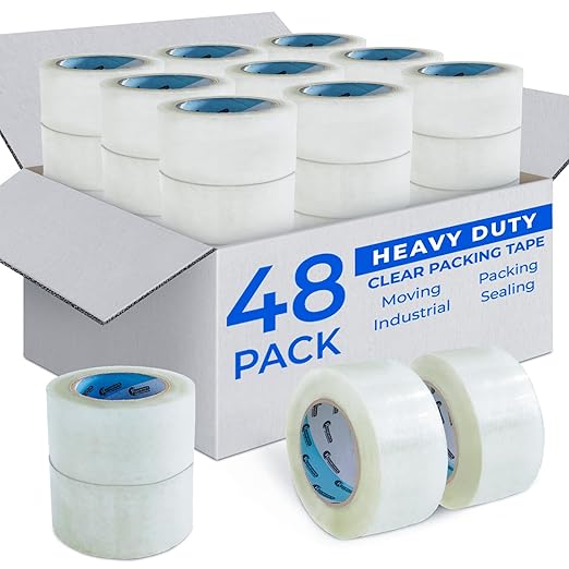 Rosmonde Packaging Tape, 48 Pack, Clear Shipping Tape, 2.7 Mil (68 Micron), 1.88" Wide x 65 Yards, Thick Box Tape, 3" Core, Strong Adhesive Tape for Moving Boxes, Warehouse, Storage & Distribution