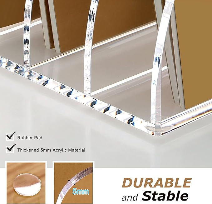 SANRUI Acrylic Magazine File Holder, 6 Vertical Compartments Desk Document Sorter Organizer, Clear Folder Rack Binder Bookstore Workspace Sorters for Office Accessories Organization Storage