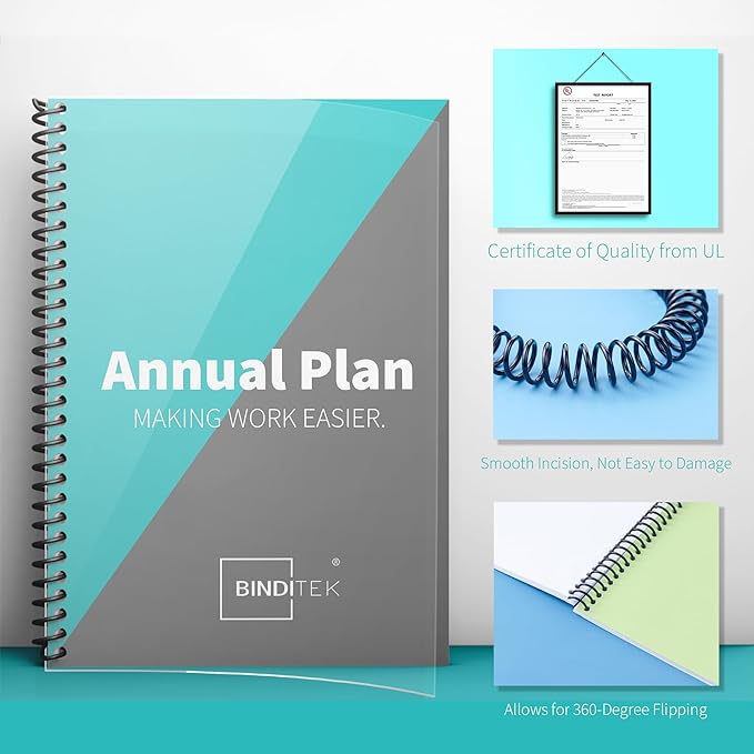 Binditek 100 Pack Plastic Spiral Binding Coils, Multi Size (14mm, 16mm, 20mm, 25mm) (9/16", 5/8", 13/16", 1"), 4:1 Pitch, Black, for Students and Coworkers