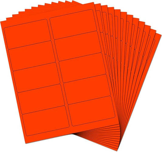 JAM PAPER Shipping Address Labels - Standard Mailing - 2 x 4 - Neon Orange/Fluorescent Red - 120/Pack