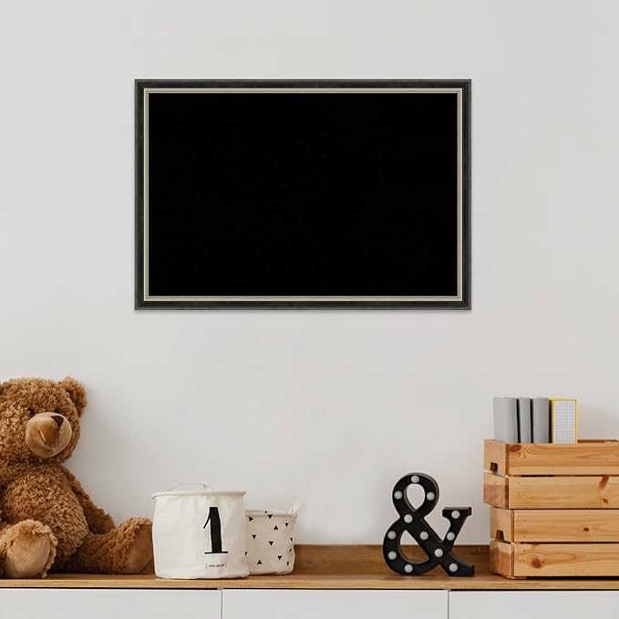 Amanti Art Black Cork Board for Wall, 13x19 Vision Board with Black Wood Frame, Small Corkboard Office Decor for Home Organization, Modern Corkboard Pinboard to Display Items for Home Organization in