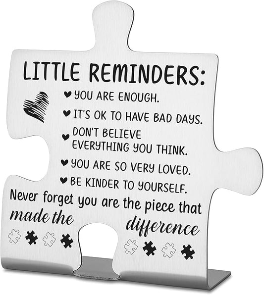 Inspirational Desk Decor Gifts, Mental Health Encouragement Appreciation Gifts for Coworkers, Little Reminders Desk Sign, Positive Gifts for Women, Motivational Decorative Signs Plaques WDD11