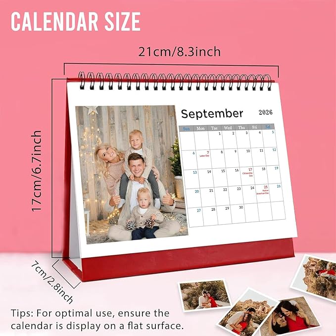 Custom Calendar 2026 for Home & Office - Print Your 13 Memories,Make Your Own Personalized Calendar Customized Christmas Gift &use your photo (Desk Calendar 8.3'' x 6.7'', 1 Pack)