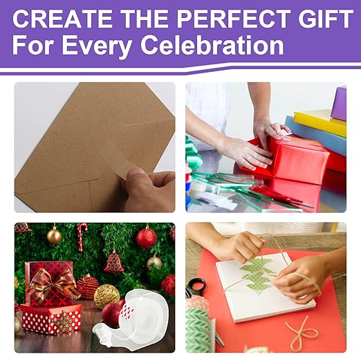 PALOKA Gift-Wrap, Clear Tape, for Wrapping Paper, Home Office and Back to School Supplies for College and Classrooms, Glossy Finish,3/4 in x 650 in, Dispensered, 6 Packs