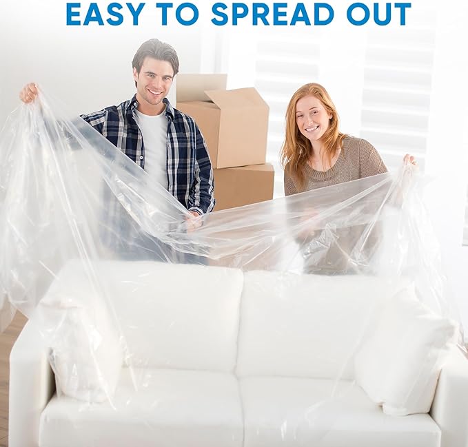 TICONN 12 x 9 Ft Plastic Drop Cloth for Painting, Waterproof Painters Plastic Sheeting, Painting Tarp for Furniture Cover, Floor Protection (3PK, 0.5Mil)