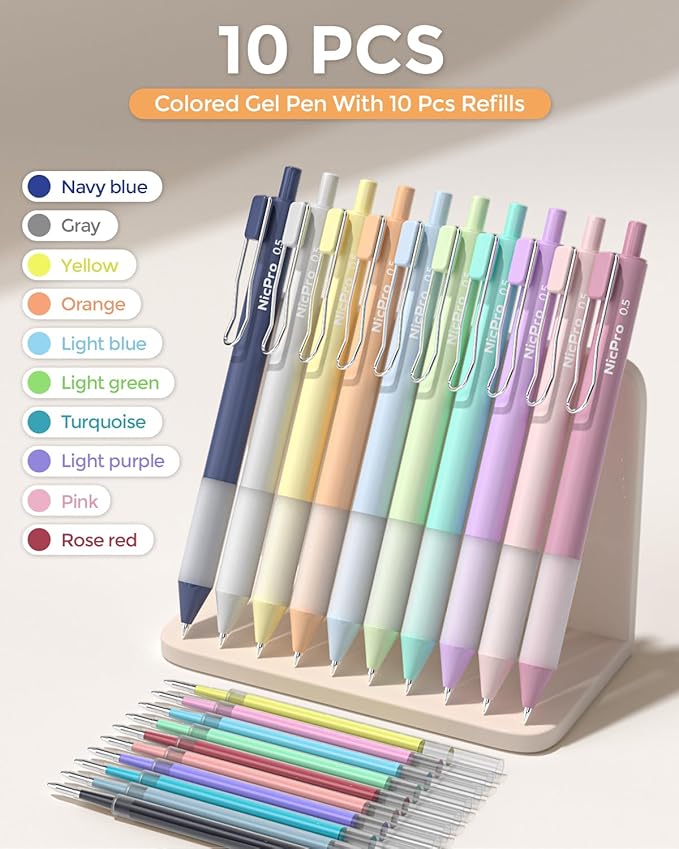 Nicpro 33PCS Aesthetic Highlighter and Gel Pen set with Case, 12 Bible Highlighters & Cute Pens Refills With Soft Ink & Tip, No Bleed Quick Dry for Bible Study Journaling Planner Notes School Supplies