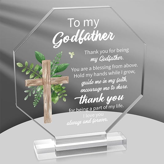 Yopyame Acrylic Gift for Godfather - Godfather Gifts from Godchild for Men Thank You for Being My Godfathers Acrylic Plaque Office Table Decor Birthday Christmas Keepsake Paperweight for Godfathers