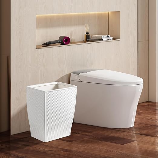 White Bathroom Trash Can, Stylish 1.32 Gallon/5 Liter Waste Basket for Living Decor, Bathroom, Office,Party,Room,Kitchen