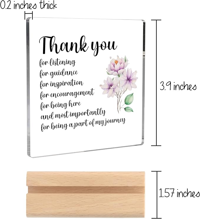 Thank You Gifts for Women, Teacher Appreciation Gifts Clear Desk Decorative Sign With Wooden Stand, Leaving Job Gifts Goodbye Farewell Gifts for Coworkers Appreciation Gifts for Teachers Friends Nurse