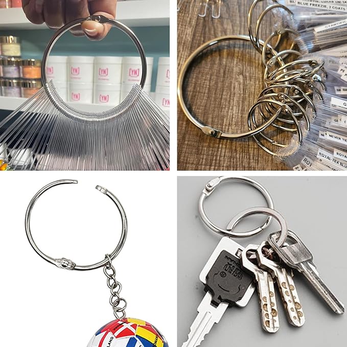 2 Inch Loose Leaf Binder Rings (120 Pack), Nickel Plated Metal Book Rings for Index Cards, Documents, Keychains, DIY Crafts, Office, School, and Home Supplies (2-inch)