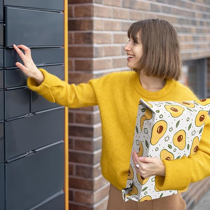 Poly Mailers 12x15.5 Inch 50 Pcs - Avocado printed Shipping Bags, 2.4mil Thickness, Waterproof and Tear Resistant Mailing Envelopes, Self-Sealing Packaging Bags for Small Business