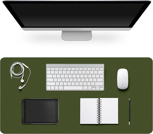 Leather Desk Pad Protector,Non-Slip Desk Pad,on-Slip PU Leather Large Mouse Pad,Easy Clean Desk Protecor Mat,Writing Pad for Office Work/Home/Decor(OliveGreen, 23.6" x 13.7")