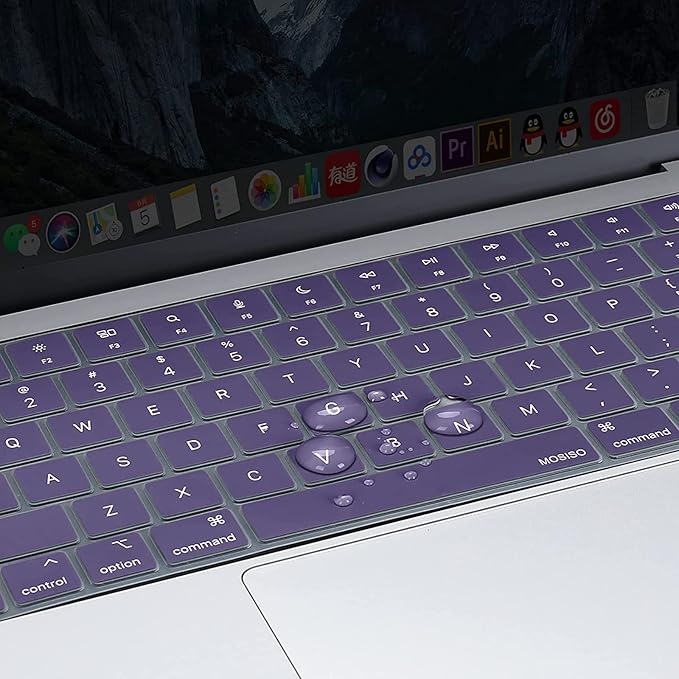 MOSISO Keyboard Cover Skin Compatible with MacBook Air 15 inch M3 A3114 M2 A2941/Air 13.6 A3113 A2681/Pro 14/16 M4 M3 M2 M1, Imperial Purple