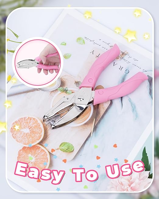 UCEC Heart Shape Single Paper Hole Puncher, Heart-Shape Handheld Hole Paper Punch, 1 Pack 1/4" Metal Single Hearts Hole Paper Punch with Soft-Handled for DIY Craft Tags Clothing Ticket