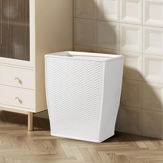 White Bathroom Trash Can, Stylish 1.32 Gallon/5 Liter Waste Basket for Living Decor, Bathroom, Office,Party,Room,Kitchen