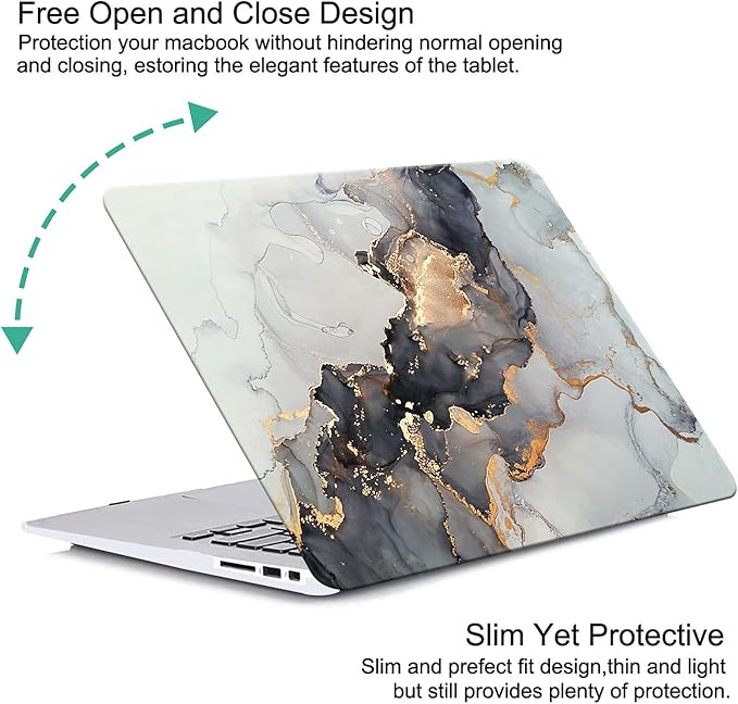 KEROM Compatible with MacBook Pro 16 inch Case 2024-2021 M4 M3 M2 M1 Pro/Max Chip A3403 A3186 A2991 A2780 A2485, Protective Plastic Hard Shell Case & Keyboard Cover, Has Logo Cutout, Blue Gold